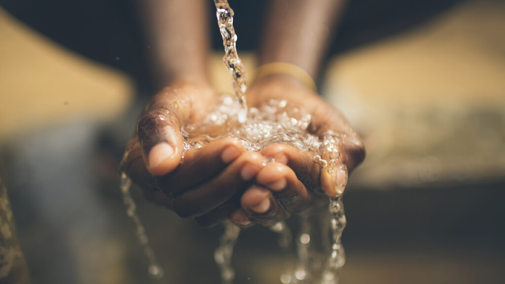 Person washing hands